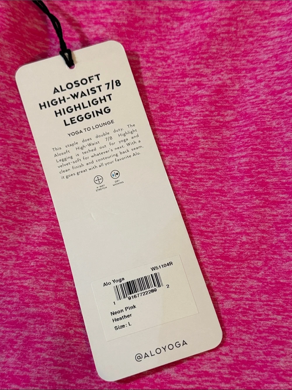 NWT ALO Yoga 7/8 Alosoft Highlight Legging in Neon Pink Heather size large